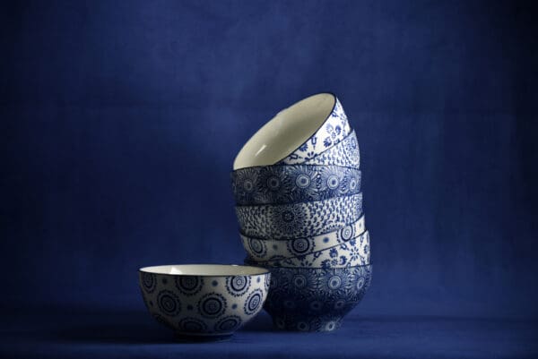 Juno Blue and White Porcelain Serving Bowls Set of 4 - Image 2