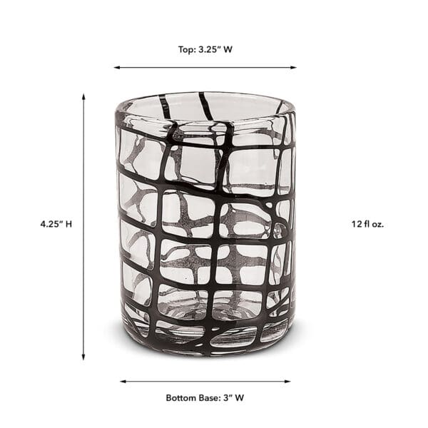 Abstract Black 12oz Rocks Glass - Image 2