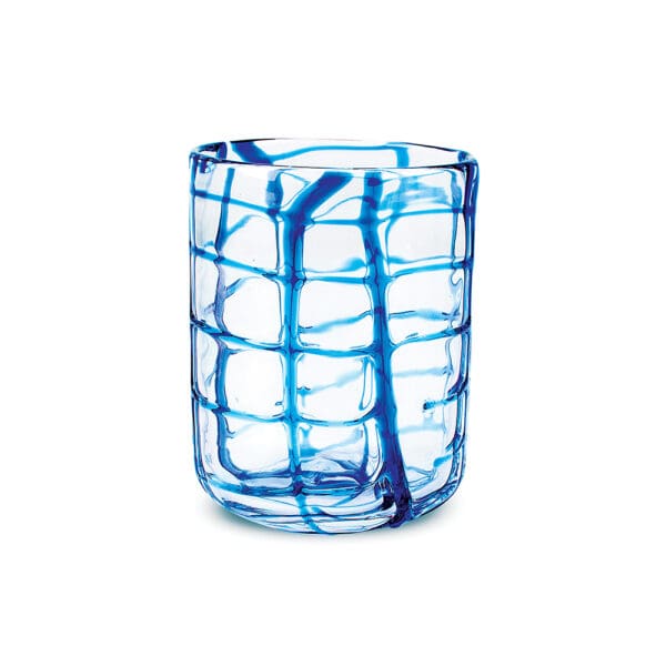 Abstract Blue 12oz Rocks Glass