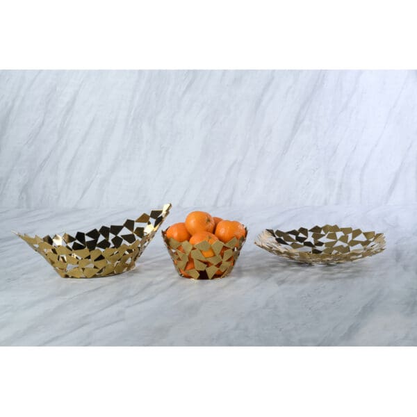 Gala Gold Oval Stainless Steel Fruit Bowl - Image 4