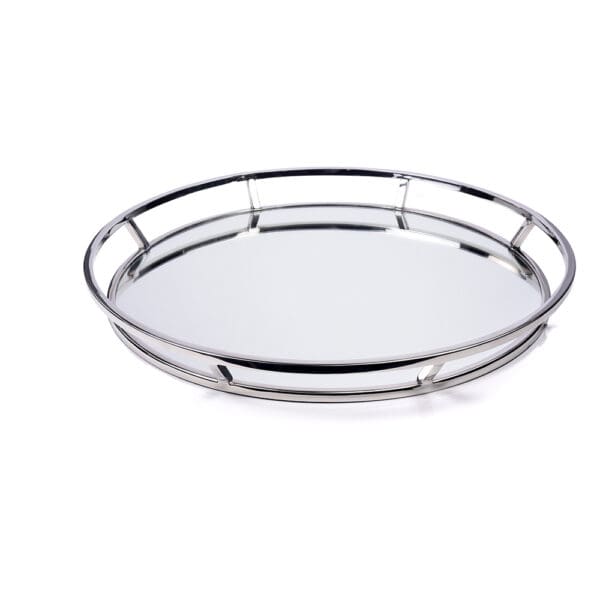 Greenwich Round Stainless Steel Mirrored Service Tray Large