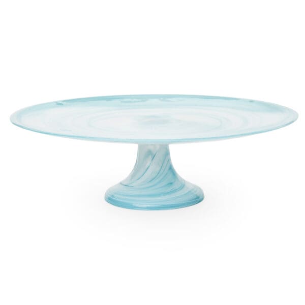 Impresa Teal Glass Cake Plate