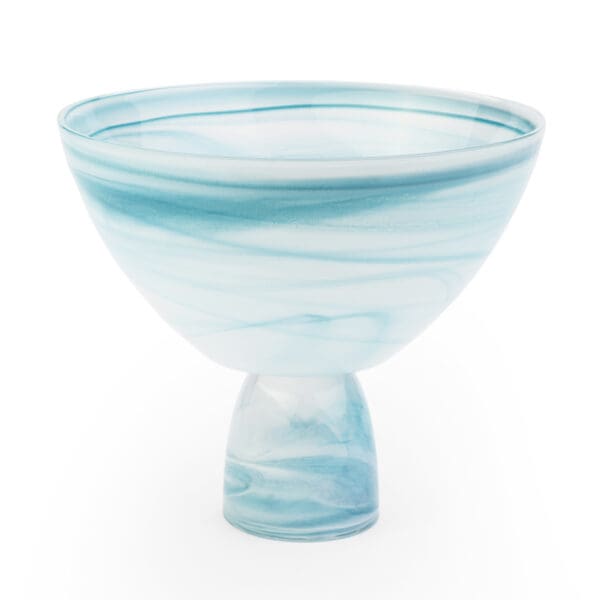 Impresa Footed Teal Glass Bowl