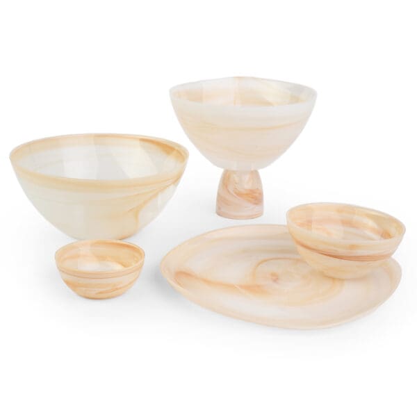 Impresa Footed Tan Glass Bowl - Image 3