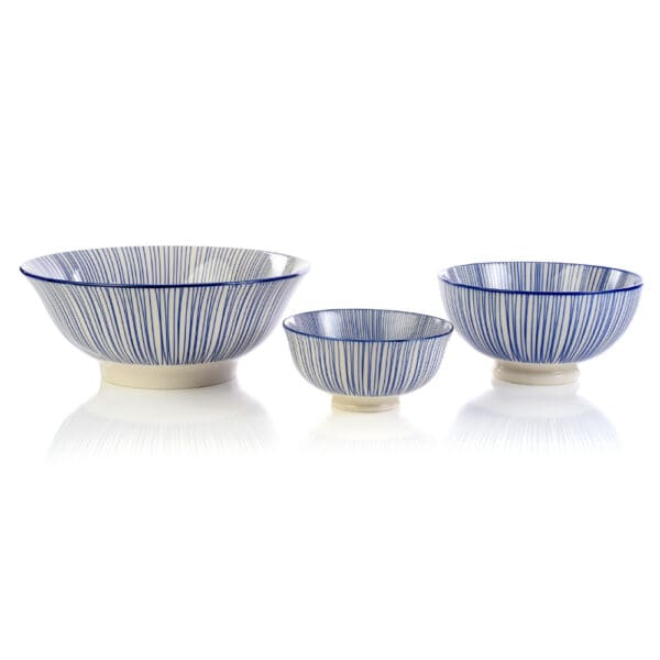 Bali Small Blue Patterned Porcelain Bowls Set of 3