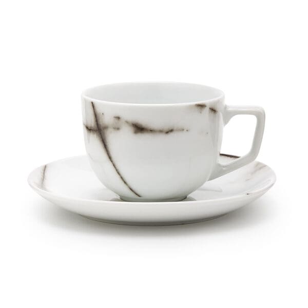 Geneva Marbeled Porcelain Teacup/Saucer - Image 3