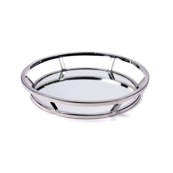 Greenwich Round Stainless Steel Mirrored Service Tray Small - Image 2