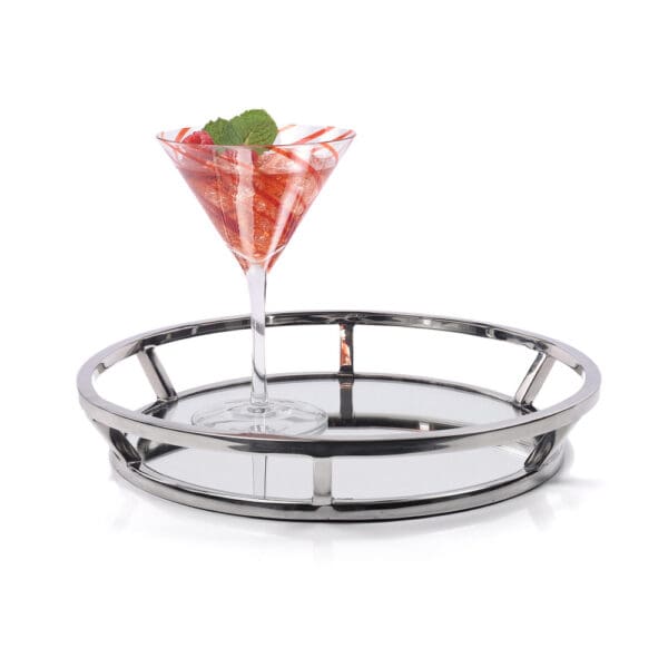 Greenwich Round Stainless Steel Mirrored Service Tray Small