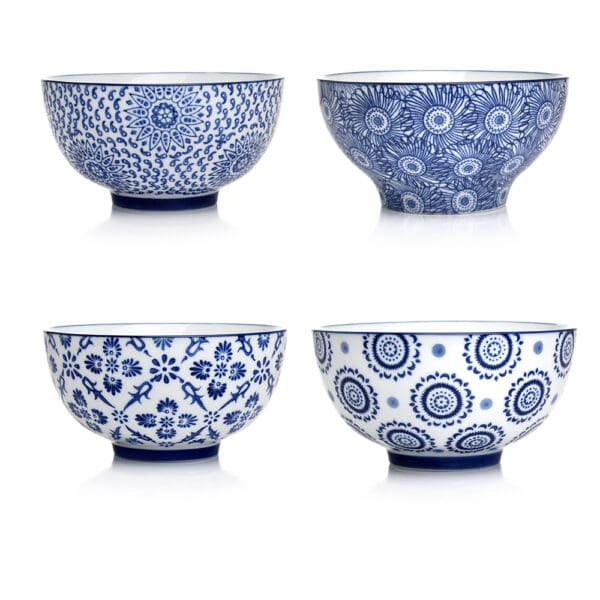 Juno Blue and White Porcelain Serving Bowls Set of 4