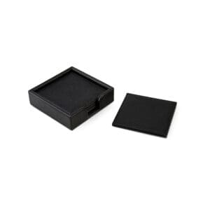 Madrid Faux Leather Coasters Black Set of 4