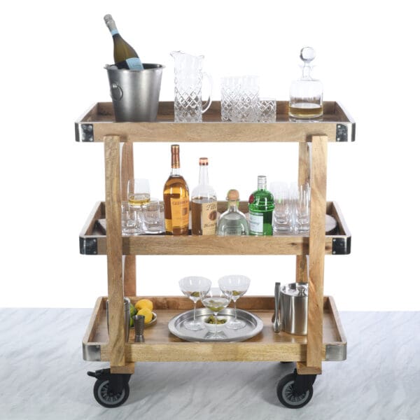 Napa Wood Dessert and Bar Cart - Image 3