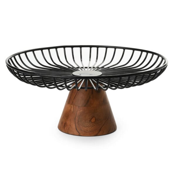 Nordic Acacia Wood and Metal Footed Platter