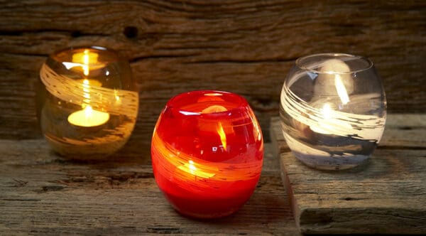 Pearl Red Glass Votive Candle Holder - Image 3