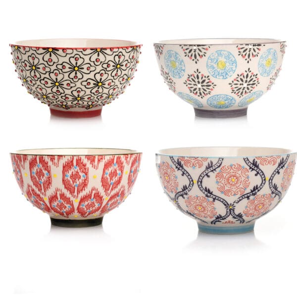 Rio Colorful Porcelain Serving Bowls Set of 4