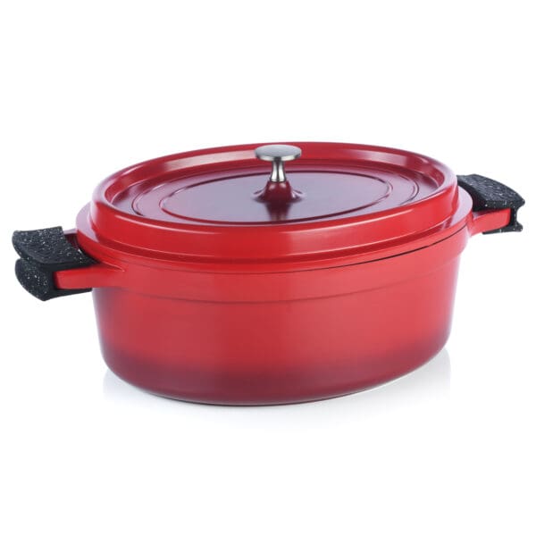 Sienna Red 6.5 Qt. Aluminum Oval Casserole Dutch Oven Pot