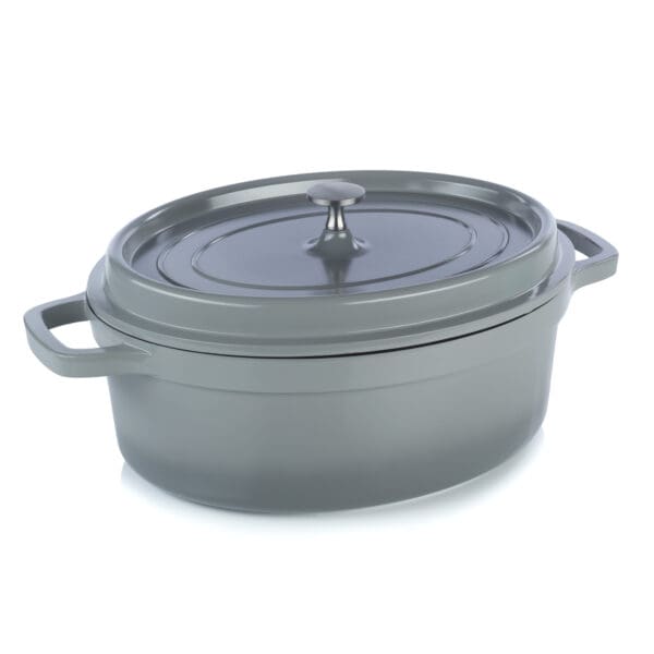 Sienna 6.5 Qt. Aluminum Oval Casserole Dutch Pot Grey