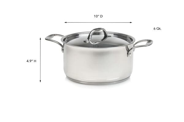 Terra Induction Ready Stainless Steel 6 Qt Pot with Lid - Image 5