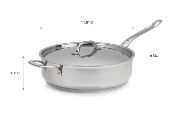 Terra Induction Ready Stainless Steel 6 Qt Pan with Lid - Image 2